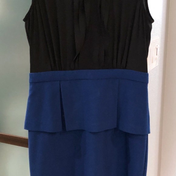 BCBG Paris Peplum Sheath Dress - Blue & Black Size 4 - Picture 6 of 10